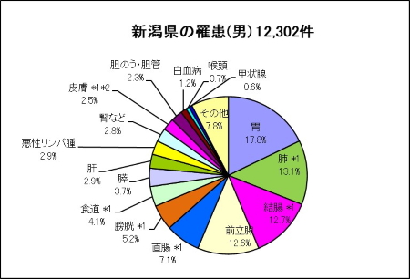 新潟県の罹患（男）12,302件