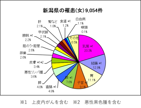 新潟県の罹患（女）9,054件